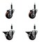 Service Caster 3'' Maroon Poly Wheel Swivel 3/4'' Expanding Stem Caster Set 2 Brakes, 4PK SCC-EX20S314-PPUB-MRN-2-PLB-2-34 - alternate 1